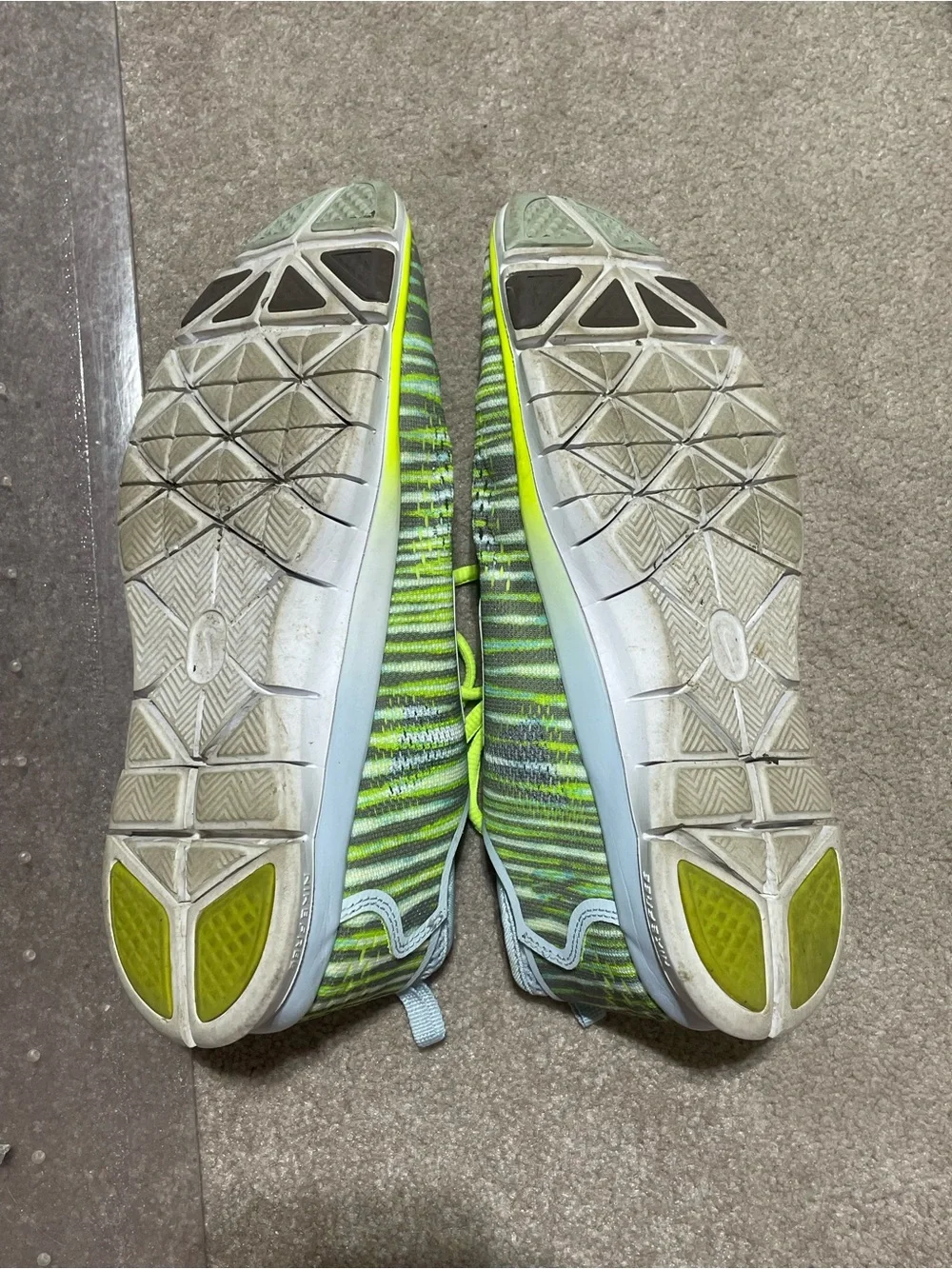 Nike Womens Free 5.0 Lime Green and Gray Knit Sneakers
